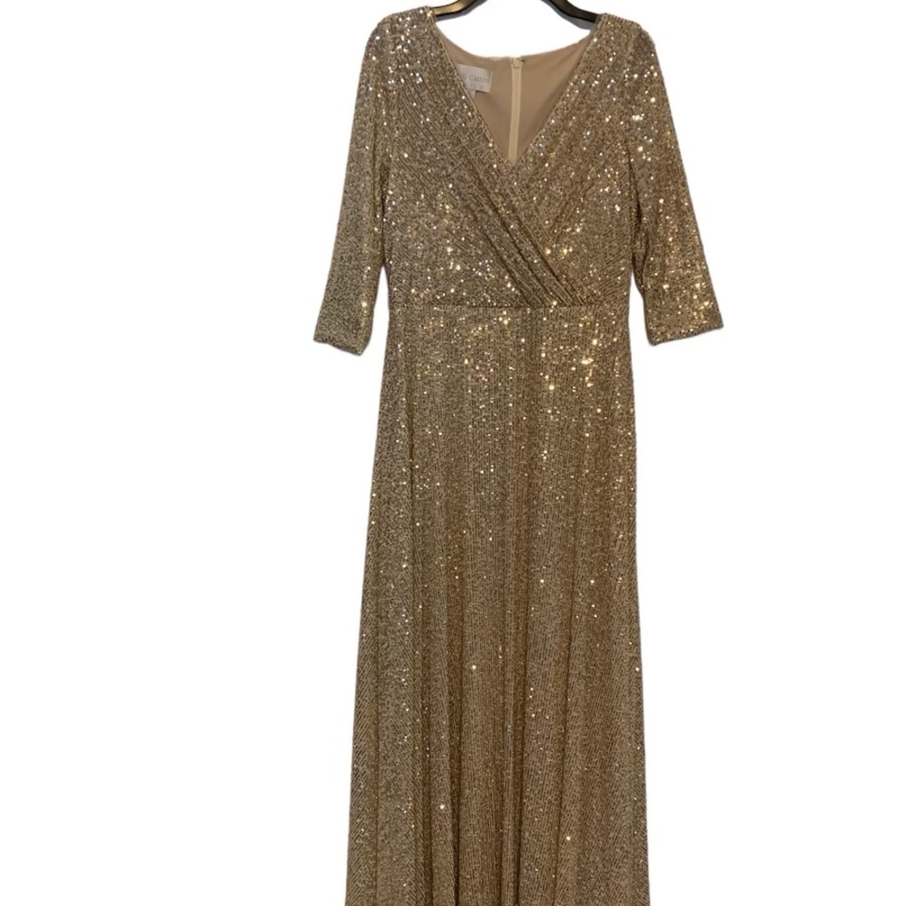 Oleg Cassini Gold Sequin Dress Size 8
